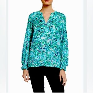 Lilly Pulitzer Angelika Top Pineapple of my Eye  Medium Emerald Isle GUC